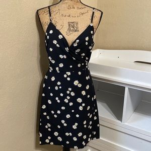 Black sunflower wrap dress